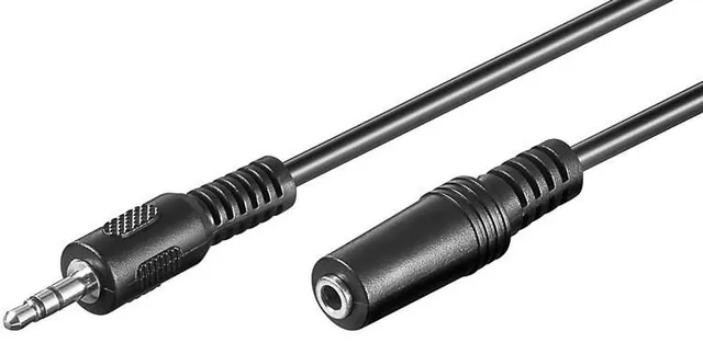 Audio kabel - förlängning hane-hona - 1,5m - Svart
