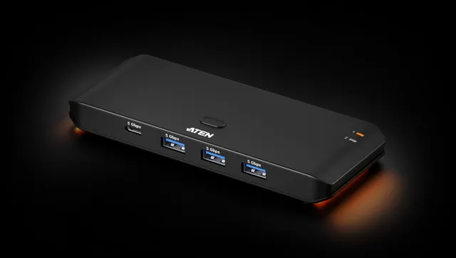 ATEN 2 x 4 USB 3.2 Gen1-delningsswitch (värdtyp: A+C), USB 3.2 Gen 1 (3.1 Gen 1) Type-A + Type-C, USB 3.2 Gen 1 (3.1 Gen 1) Type-A, USB 3.2 Gen 1 (3.1 Gen 1) Type-C, 5000 Mbit/s, Svart, Kina, USB