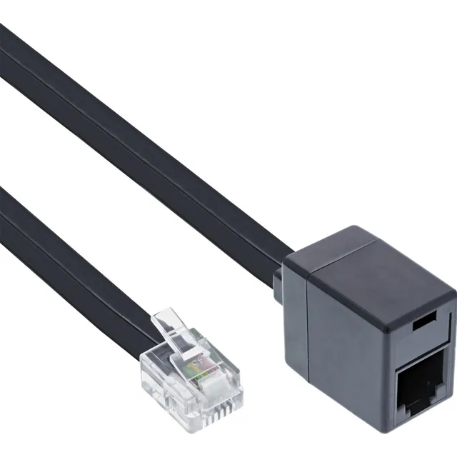 18832, 2 m, RJ12, RJ12, svart, hane/hona-kontakt