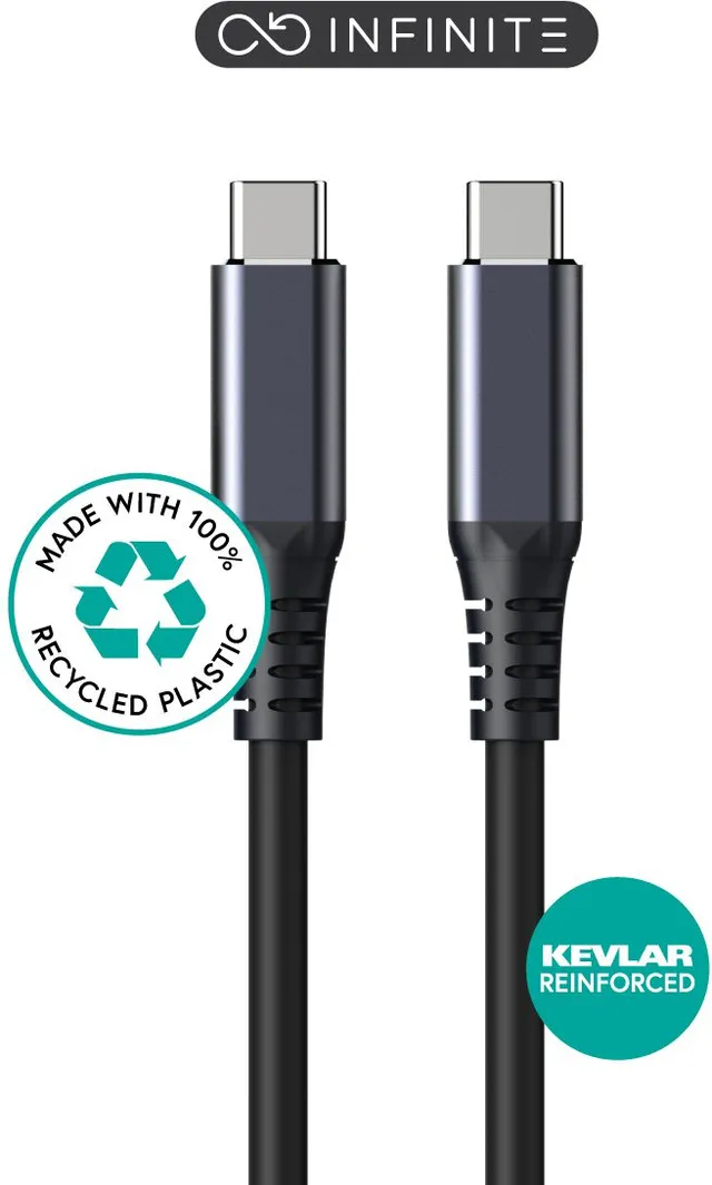 USB-C-kabel eSTUFF INFINITE, USB4 Gen3x2 40Gbps, 240W, 1,2 meter - Svart