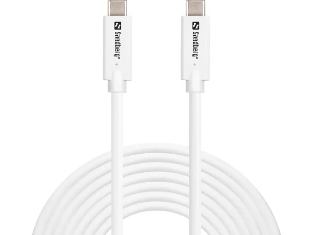 USB-C till USB-C kabel - USB 3.2 Gen2 - 100W - 5m - Vit