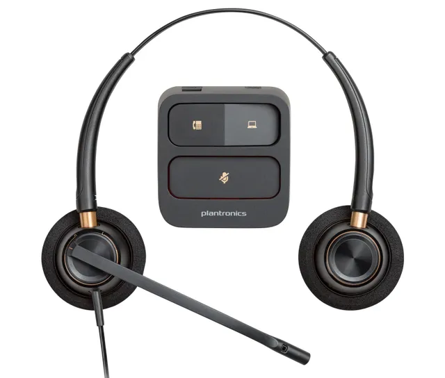 HP Poly EncorePro 520 - EncorePro 500 series - headset - på örat - kabelansluten - Quick Disconnect - svart - Certifierad för Skype for Buisness, UC-c