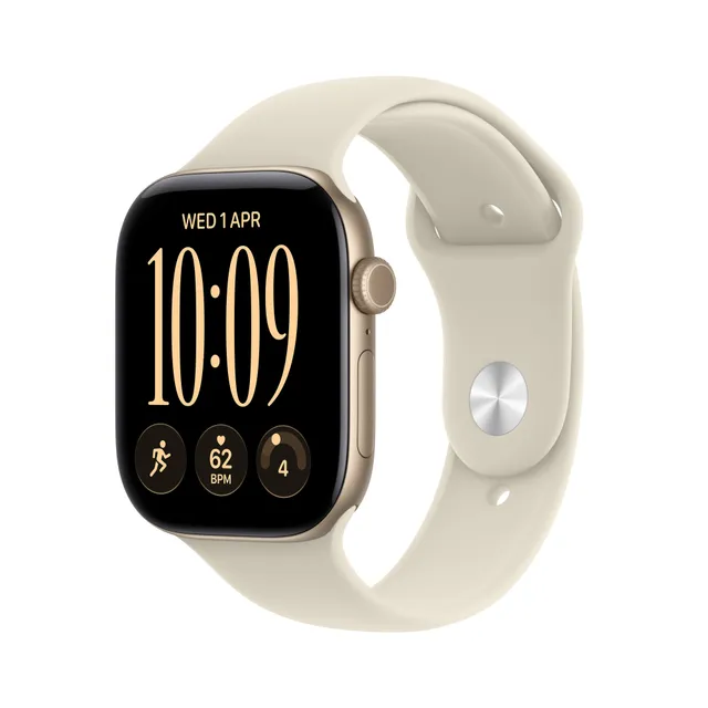 Watch Series 12 GPS + Cellular 42 mm ljust guld aluminium, sand Sportband - S/M