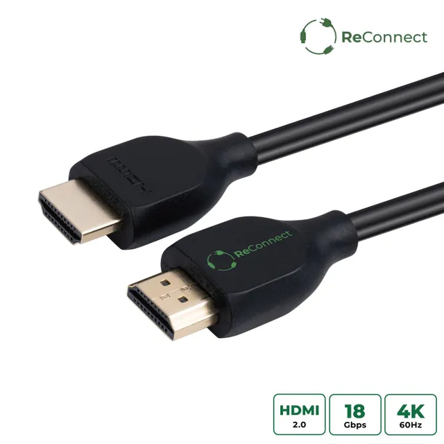 HDMI-kabel MicroConnect ReConnect, HDMI 2.0, 4K@60Hz, 0,5 meter - Svart