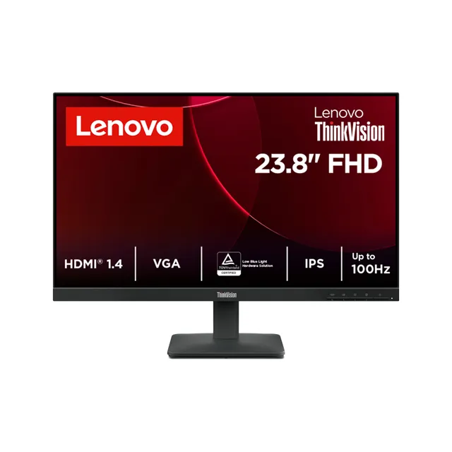 ThinkVision S24-4e - LED-skärm - 24 (23.8 visbar) - 1920 x 1080 Full HD (1080p) @ 100 Hz - IPS - 250 cd/m² - 1300:1 - 4 ms - HDMI, VGA - korpsvart