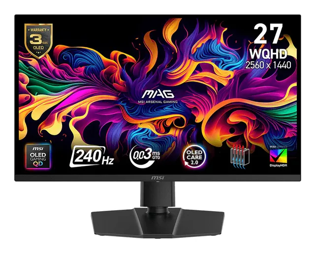 MAG 273QP QD-OLED X24 - OLED-monitor - gaming - 27 (26,5 til at se) - 2560 x 1440 WQHD @ 240 Hz - 1000 cd/m² - 1500000:1 - DisplayHDR 400 True Black - 0,03 ms - 2xHDMI, DisplayPort