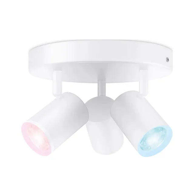 infälld spotlight Imageo Round vit 3 spots - Smart LED - färgat & vitt ljus - GU10 - 3x 5W - Wi-Fi