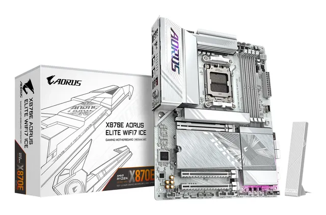 X870E AORUS ELITE WIFI7 ICE Moderkort - AMD X870E - AMD AM5 - DDR5 RAM - ATX