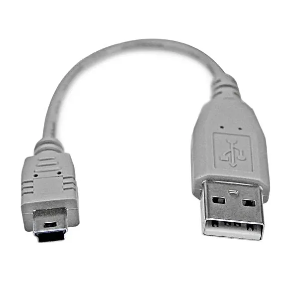 6 in. USB to Mini USB Cable - USB 2.0 A to Mini B - Gray - Mini USB Cable (USB2HABM6IN) - USB-kabel - USB (hane) till mini-USB typ B (hane) -