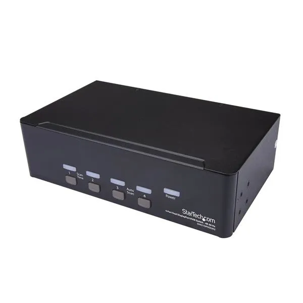 Port Dual DisplayPort KVM Switch - DP KVM Switch - 4K (60Hz) - KVM / audio / USB switch - 4 porte - monterbar på stativ