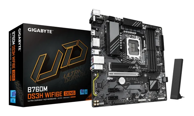 B760M DS3H WIFI6E GEN5 Moderkort - Intel B760 - Intel LGA1700 - DDR5 RAM - Micro-ATX