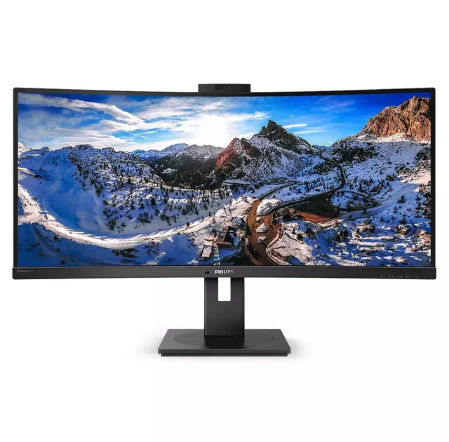 34" Philips 346P1CRH/00, Curved VA 3440x1440, 4 ms, 100Hz, höjdjusterbar, HDMI/DP/USB-C 90W, USB 3.2-hubb, högtalare, webbkamera