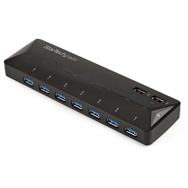 USB 3.0-hub StarTech ST93007U2C, 7xUSB 3.0 + 2x2,4A snabbladdningsportar, inkl. strömadapter