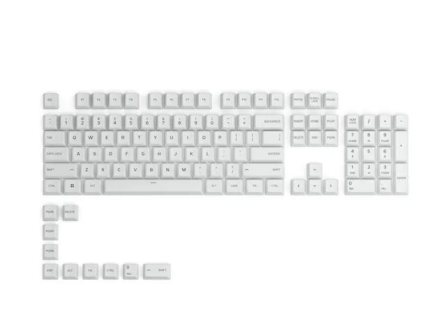 Gpbt Keycaps ISO - 115 PBT Caps Nordic-Layout - Arctic White