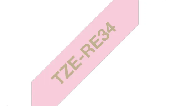 Tze-RE34 Etikett-Tejp, guld På rosa