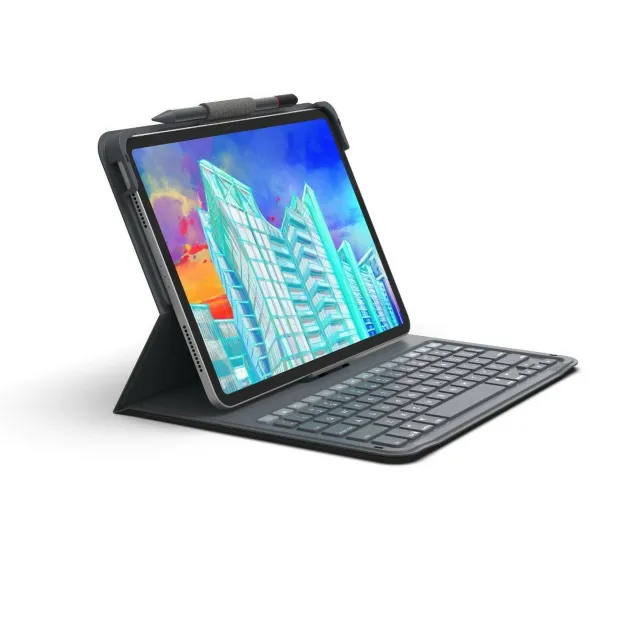 Messenger Folio 2 - Tangentbord och foliefodral (fodral) - portabel - trådlös - QWERTY - Nordisk - träkol - för Apple 10.9-inch iPad Air