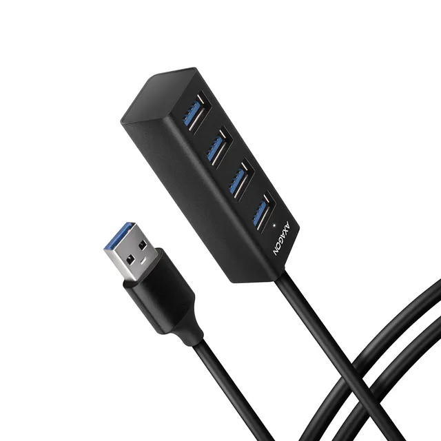 SuperSpeed USB-A mini-hub med 1.2 m kabel USB Hub - USB 3.2 - 4 porte - Svart