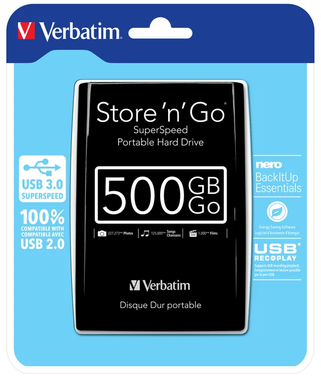 Store 'n' Go Portable - Hårddisk - 500 GB - extern (portabel) - USB 3.0 - 5400 rpm - svart
