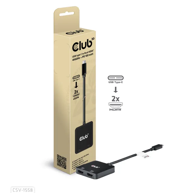3D - Videokort - USB-C hane till HDMI hona -