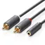 10588, 2 x RCA, Hanstik, 3.5mm, Hunstik, 1 m, Sort