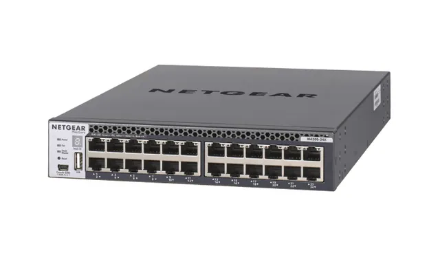 M4300-24X - Switch - L3 - Administrerad - 24 x 10 Gigabit Ethernet + 4 x delad 10 Gigabit SFP+ - främre till bakre luftflöde - rackmonterbar