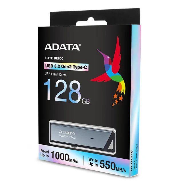 A-DATA UE800 USB-C 3.2 Gen 2 128 Gt -muistitikku, hopea