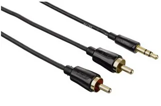 Kabel Audio 3.5mm-2xRCA Flexislim Guld Svart