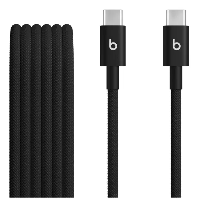 Beats - USB-kabel - USB-C (hane) till USB-C (hane) - USB 2.0 - 1.5 m - flätad, Snabbladdning upp till 60 W, förstärkt design - bultsvart (paket om 2)