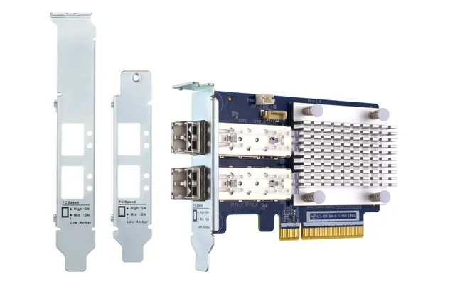 QNAP QXP-32G2FC - Värdbussadapter - PCIe 3.0 x8 låg profil - 32Gb Fibre Channel Gen 6 x 2 - med 2 st. SFP+-mottagare (TRX-32GFCSFP-SR) - för QNAP TS-1277, 463, 677, 877, 977, EC1280, TVS-2472, 682, 872, 882, EC1280, EC1580, EC2480