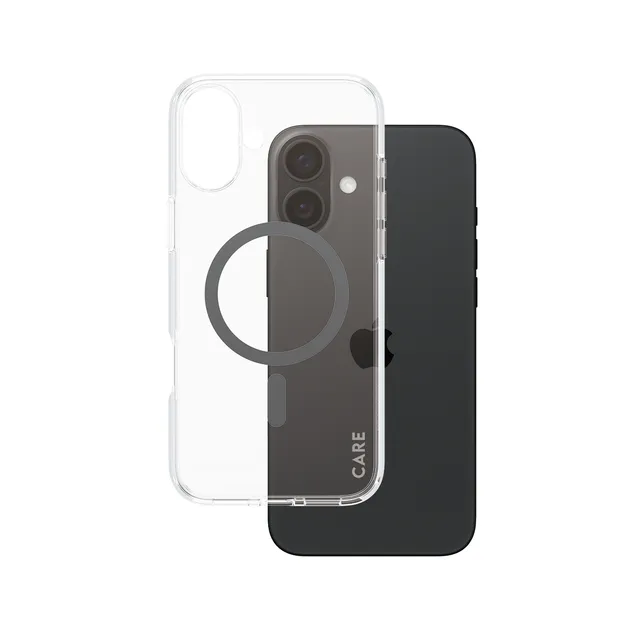 CARE by PanzerGlass Urban Combat - Baksidesskydd för mobiltelefon - MagSafe-kompatibilitet - termoplastisk polyuretan (TPU), polykarbonat (PC), oleofobisk beläggning - svart, transparent - för Apple iPhone 16 Plus