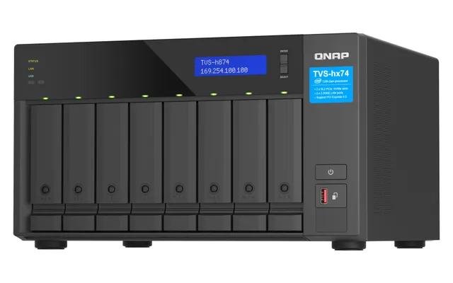 TVS-H874 - NAS-server - 8 fack - SATA 6Gb/s - RAID 0, 1, 5, 6, 10, 50, 60, TM, RAID TP - RAM 64 GB - 2.5 Gigabit Ethernet / 10 Gigabit Ethernet -