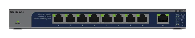 GS108MX - Switch - ohanterad - 8 x 10/100/1000 + 1 x 10Gb Ethernet - skrivbordsmodell, väggmonterbar - för NETGEAR AGM731F, ProSafe AGM731F, A
