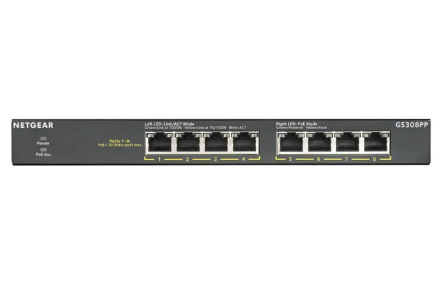 GS308PP 8-Port Gigabit Ethernet SOHO PoE+ Unmanaged Switch (83W)
