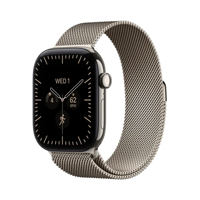 Watch Series 12 GPS + Cellular 42 mm naturlig titan, naturlig Milanesisk loop