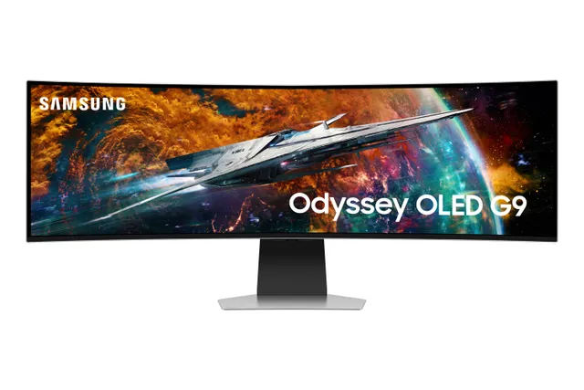 Odyssey OLED G9 S49CG954SU - G95SC Series - OLED-monitor - Smart - spel - böjd - 49 - 5120 x 1440 UWQHD @ 240 Hz - 250 cd/m² - 1000000:1 - DisplayHDR 400 True Black - 0.03 ms - 2xUSB-C, Mini DisplayPort, Micro HDMI, HDMI - högtalare - silver
