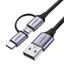 2in1 USB till micro USB / USB-C kabel 2,4A, 1m - Svart