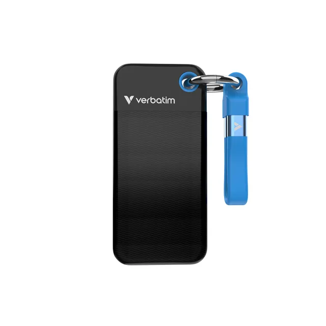 2 TB Verbatim Pocket SSD, USB 3.2 Gen2 - Svart/Blå