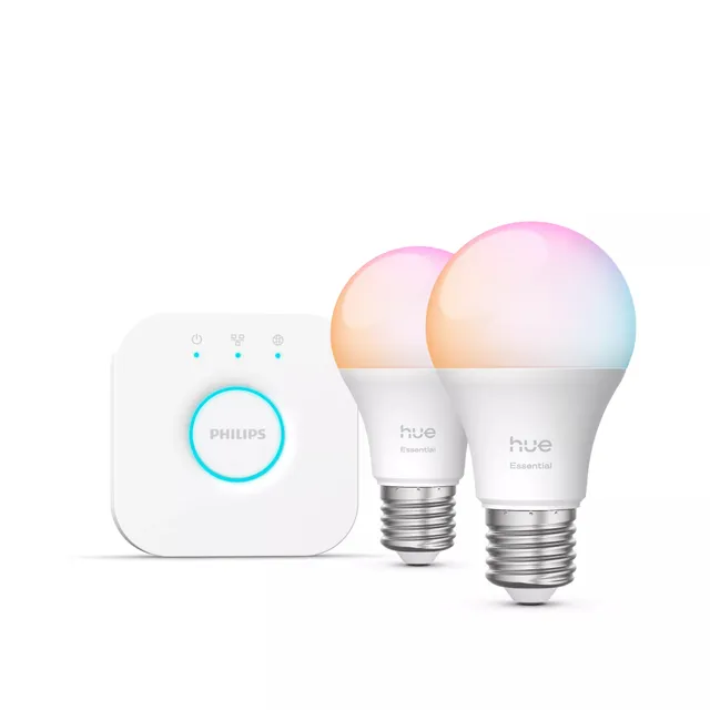 Hue Essential Startkit White and Color Ambiance 2xE27 806lm + Hue Bridge