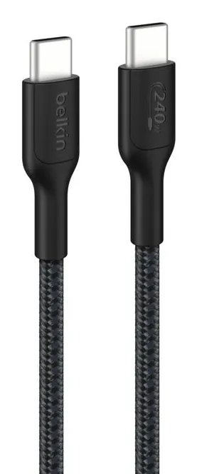 Nylonflätad Snabbladdningskabel USB-C till C, 240W 1M Svart