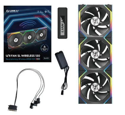 UNI FAN SL120 Wireless Reverse Svart 3-pack