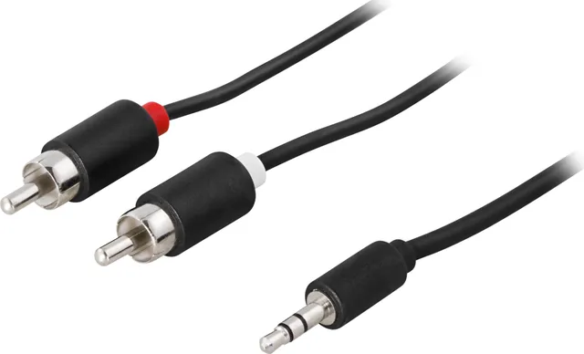 Ljudkabel 3,5mm ha - 2xRCA ha 5m, svart (MM-142A)