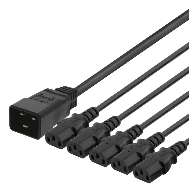 Apparatkabel IEC C20 - 5x IEC C13, 1m, 16A/250V, Y-Splitter, s
