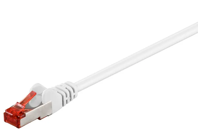 Patchkabel CAT 6, S/FTP (PiMF), vit, 3 m kopparledare (CU), halogenfri kabelhölje (LSZH)