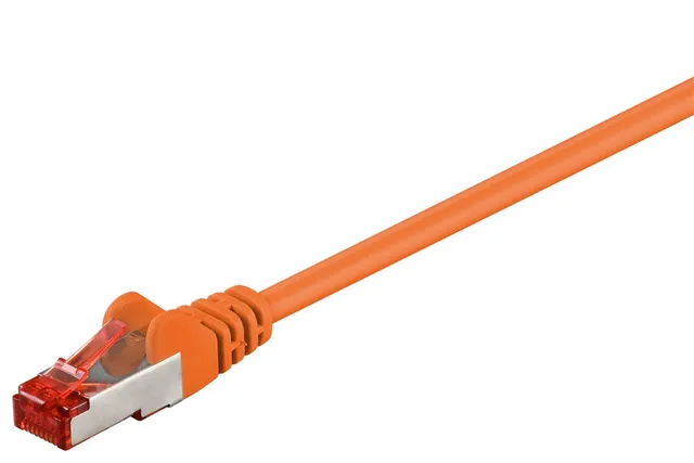 Patchkabel CAT 6, S/FTP (PiMF), orange, 0,5 m kopparklädd aluminiumtråd (CCA)