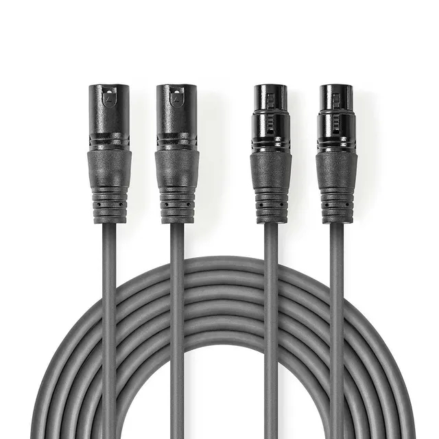 Balanserad ljudkabel | 2x XLR 3-Pin Hane | 2x XLR 3-Pin Hona | Nickelplaterad | 5.00 m | Rund | PVC | Mörkgrå | Kartonghylsa