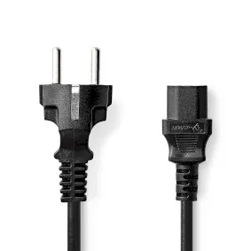 Strömkabel | Strömkontakt Hane | IEC-320-C13 | Rak | Rak | Nickelplaterad | 2.00 m | Rund | PVC | Svart | Label