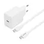 USB-C PD Wall Charger 20 W incl USB-C Cable - Vit Väggladdare med USB-