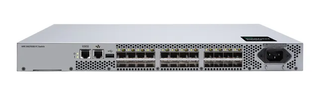 HPE SN3700B 64Gb 24/8 8-port 32Gb Short Wave SFP28 Switch - B-Series - switch - Administrerad - 8 x 32Gb Fibre Channel SFP28 - bakre till främre luftf