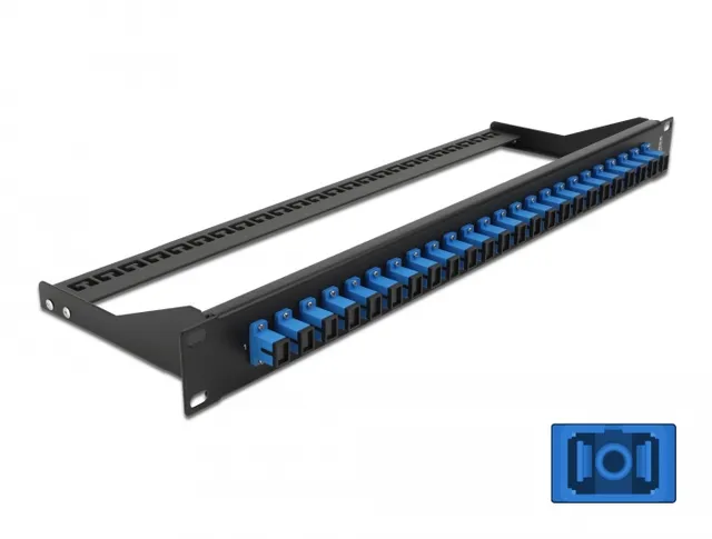 DeLOCK Patch-panel - stativmonterbar - SC SM X 24 - sort, blå - 1U - 19