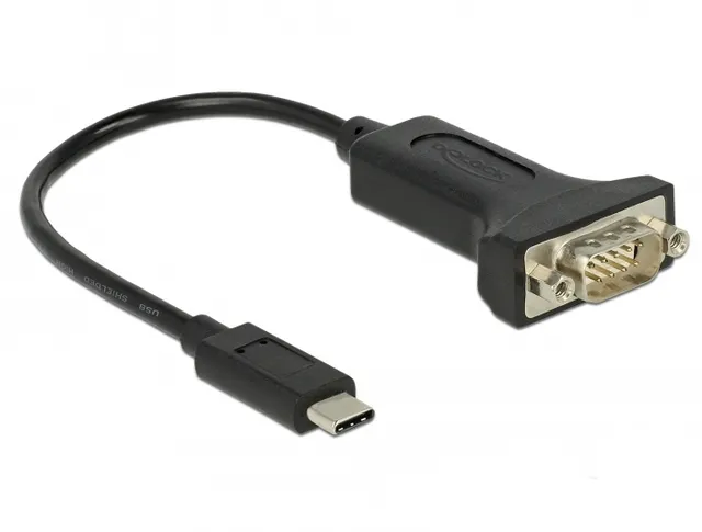 - USB / seriell kabel - USB-C (hane) till DB-9 (hane) - 15 cm - svart